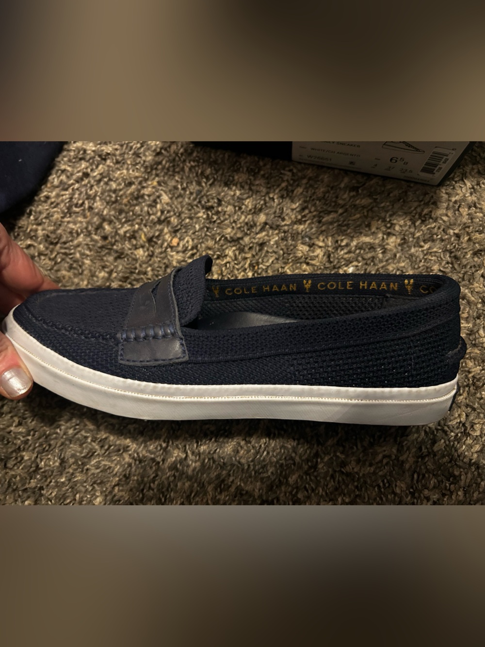 Cole Haan Navy Knit Slip-On Penny Loafer , women size 7 - Picture 7 of 7